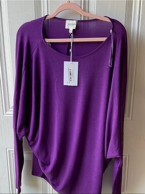 Andree Deep Purple Scoop Neck Long Sleeve Top